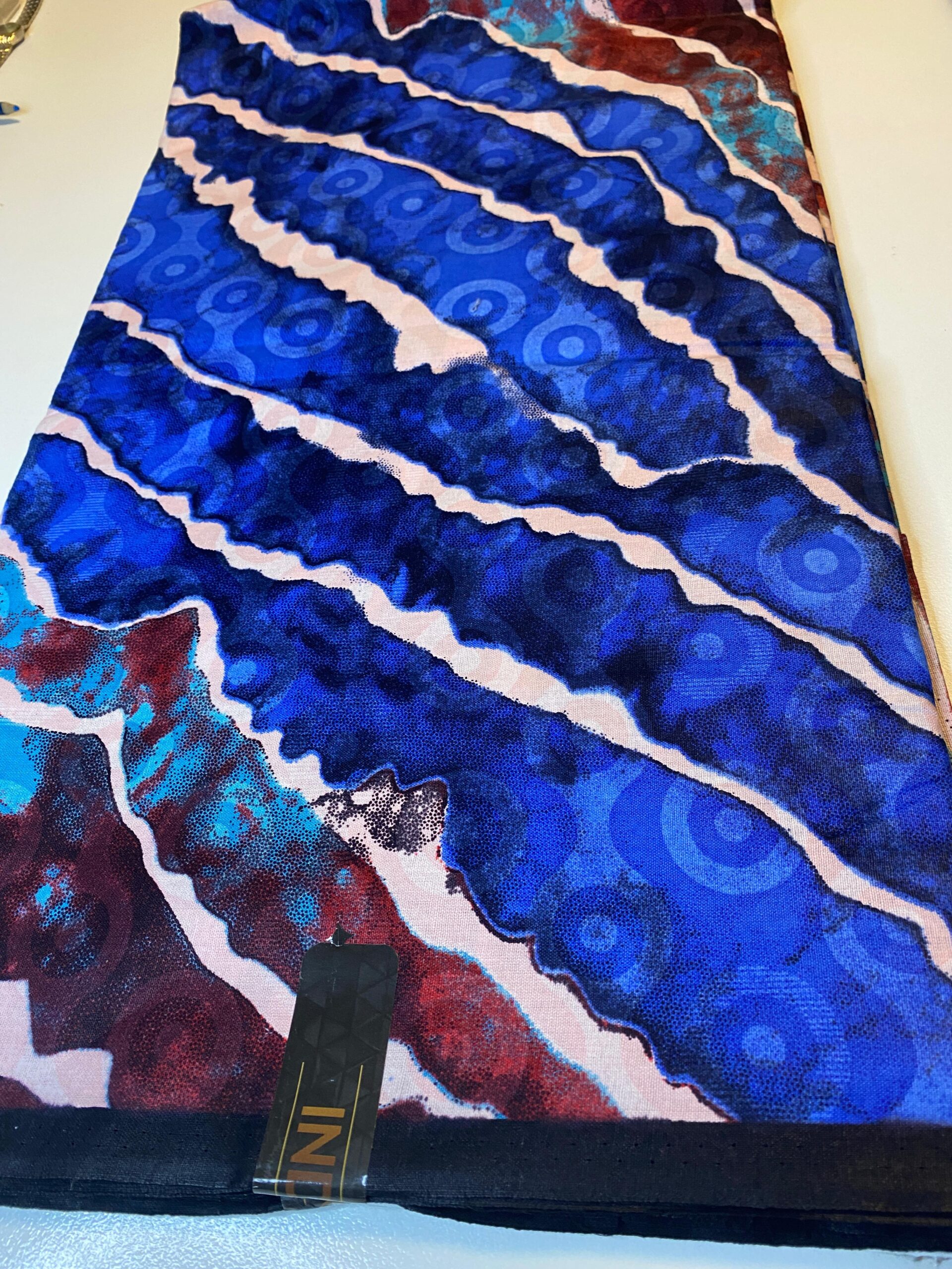 Blue, Red & White Tie-Dye Ankara